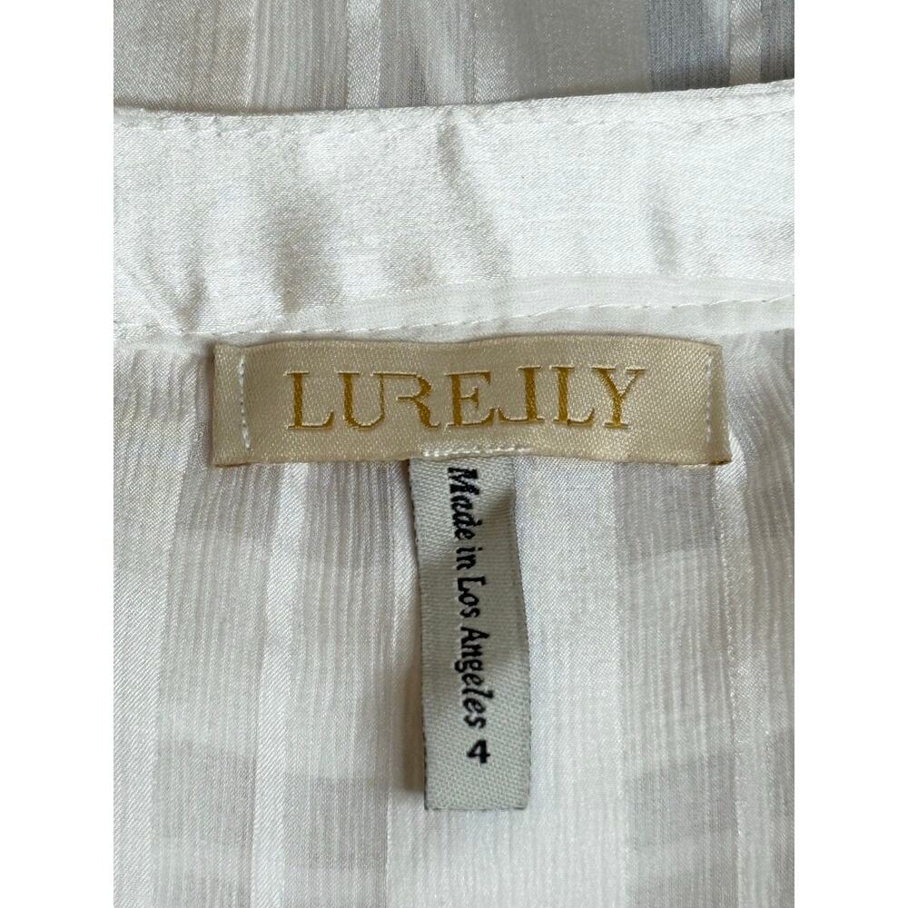 Lurelly Ivory Silk Semi Sheer Boho Blouse Bell Sleeves Size 4 - Picture 4 of 7